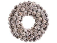 22" Iced Pine Cone Wreath  Brown White (pack of 1)