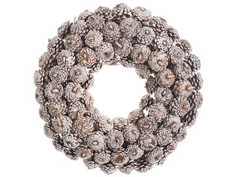 22" Iced Pine Cone Wreath  Brown White (pack of 1)