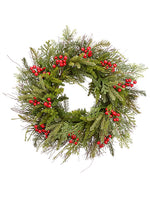 24" Mixed Pine/Cedar/Berry Wreath Red Green (pack of 1)