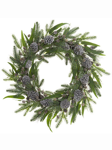 30" Pine/Pine Cone/Eucalyptus Wreath Green Gray (pack of 1)