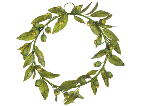 12" Plastic Pod Wreath  Green Gold (pack of 1)
