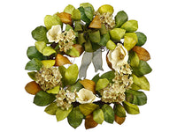 20" Magnolia/Hydrangea Wreath  Beige Green (pack of 2)