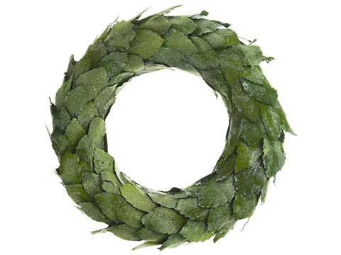 16" Iced Magnolia Leaf Wreath  Green Ice (pack of 2)