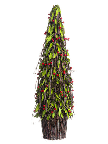 22"Hx8"D Mini Leaf/Berry Topiary in Twig Container Red Green (pack of 2)