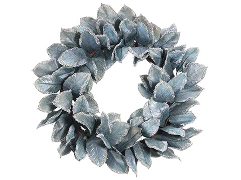 32" Glittered Magnolia Leaf Wreath Green Gray (pack of 2)