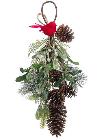 10" Cone/Mistletoe/Pine/Bird Door Hanger Green Red (pack of 6)