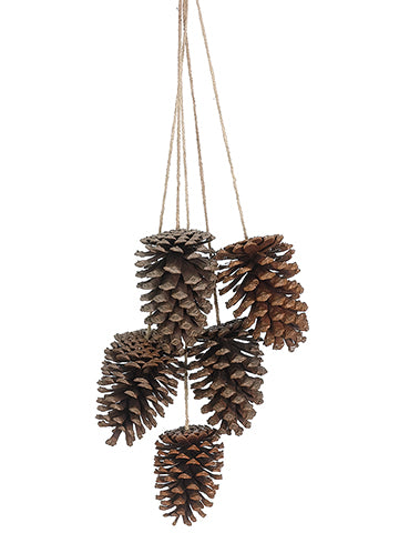 27" Pine Cone x5 Hanger  Natual (pack of 6)