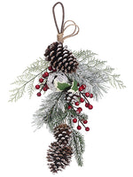 19" Cone/Holly/Berry Door Hanger Green White (pack of 6)