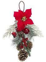 19" Poinsettia/Apple/Cone Door Hanger Erd Green (pack of 6)