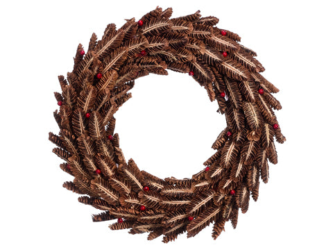 20" Pine Cone/Berry Wreath  Brown Red (pack of 2)