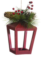 5.5" Berry/Pine Cone/Pine Hanging Lantern Green Red (pack of 6)
