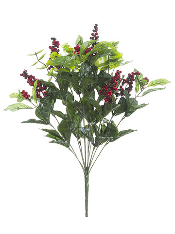 21.5" Berry/Eucalyptus/ Magnolia Leaf Bush Red Green (pack of 6)