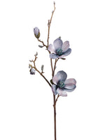 42" Glittered Velvet Magnolia Spray w/Bud Blue Silver (pack of 6)