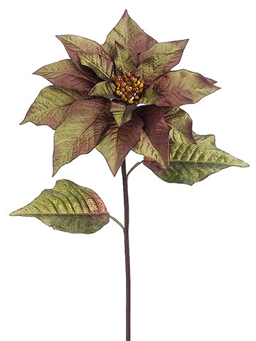 28" Poinsettia Spray  Dark Olive Green (pack of 12)