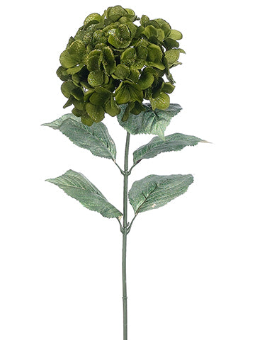 29" Glittered Hydrangea Spray  Green Glittered (pack of 12)