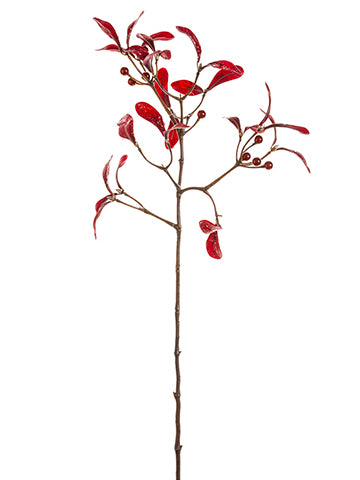 25" Glittered Mistletoe Spray  Red (pack of 12)