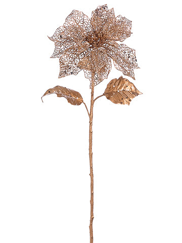 31" Glittered Poinesttia Spray Gold Copper (pack of 12)