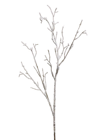 39" Glittered/Snowed Twig Spray White Brown (pack of 24)