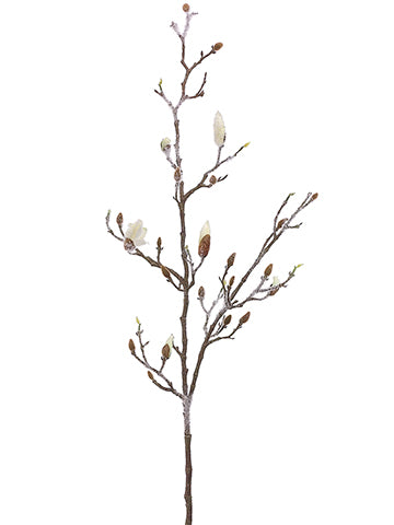 53" Snowed Magnolia Bud Spray  White Snow (pack of 6)