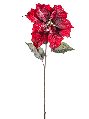 28" Iced Poinsetta Spray  Red Ice (pack of 12)