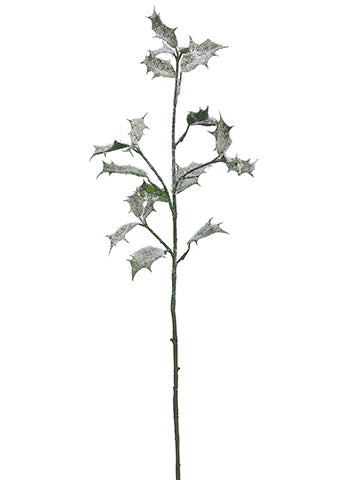 30" Snowed Holly Spray  Green Snow (pack of 12)