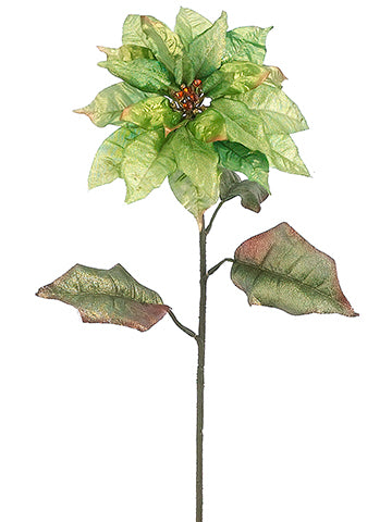 29" Jewel Metallic Poinsettia Spray Green (pack of 12)