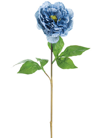 28" Velvet Peony Spray  Two Tone Blue (pack of 12)