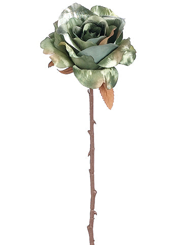 24" Metallic Rose Spray  Green (pack of 12)