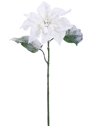 27" Snow Poinsettia Spray  Snow White (pack of 12)