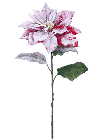 32" Snow Poinsettia Spray  Snow Red (pack of 12)