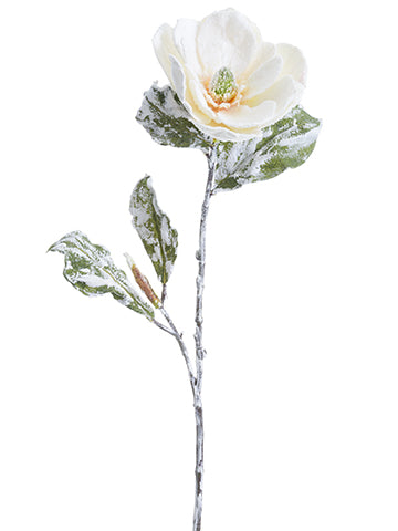 31" Beaded/Snowed Magnolia Spray White Snow (pack of 12)