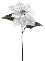 28" Shimmered Poinsettia Spray With Rhinestone White (pack of 12)