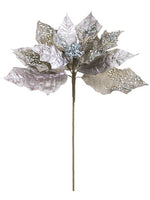 20" Glittered Poinsettia Spray Champagne Silver (pack of 24)