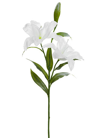 35" Snowed Tiger Lily Spray  White Ice (pack of 12)