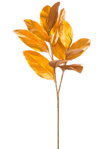 30" Metallic Magnolia Leaf Spray Gold (pack of 12)