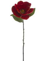 31" Glittered Velvet Magnolia Spray Red Gold (pack of 12)