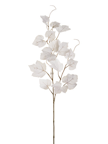 33" Velvet Grape Leaf Spray  White (pack of 12)