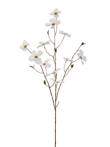 40" Velvet Dogwood Spray  White (pack of 12)