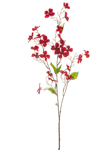 34" Velvet Mini Dogwood Spray  Red (pack of 12)
