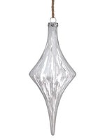 8.5" Glass Finial Ornament  White Clear (pack of 6)