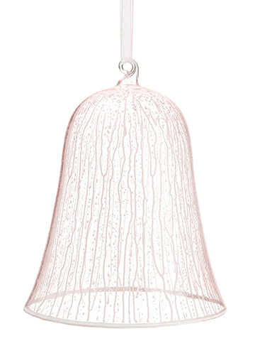 5" Glittered Glass Bell Ornament Pink (pack of 6)
