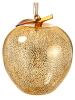 7" Mercury Glass Apple Ornament Antique Gold (pack of 6)