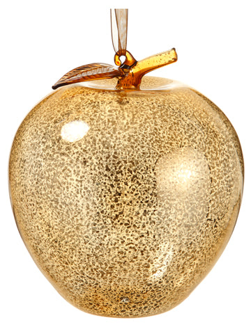 7" Mercury Glass Apple Ornament Antique Gold (pack of 6)