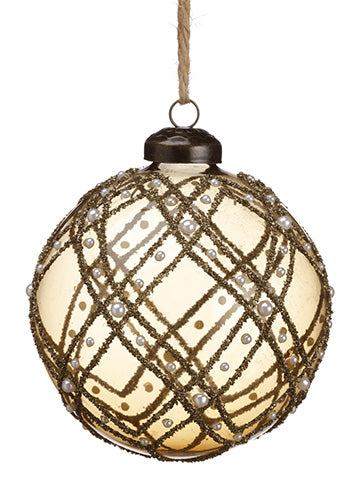 4" Pearl Glass Ball Ornament  Bronze Pearl (pack of 6)