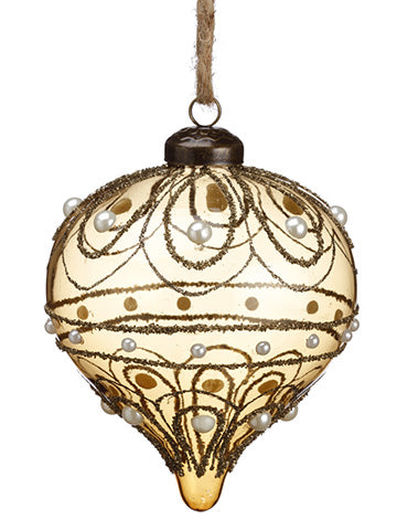 4.75" Pearl Glass Onion Ornament Bronze Pearl (pack of 4)