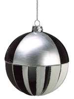 3.5" Glass Ball Ornament  Black Silver (pack of 4)