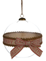 6" Merry Christmas Glass Ball Ornament Clear (pack of 6)