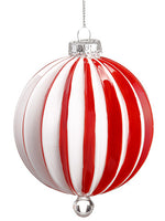 4.5" Glass Ball Ornament  Red White (pack of 6)