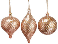 3.5"-6" Glass Ball/Onion/ Finial Ornament (3 ea/set) Mauve Pink (pack of 2)