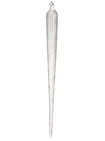 12" Glass Icicle Ornament  Clear (pack of 12)